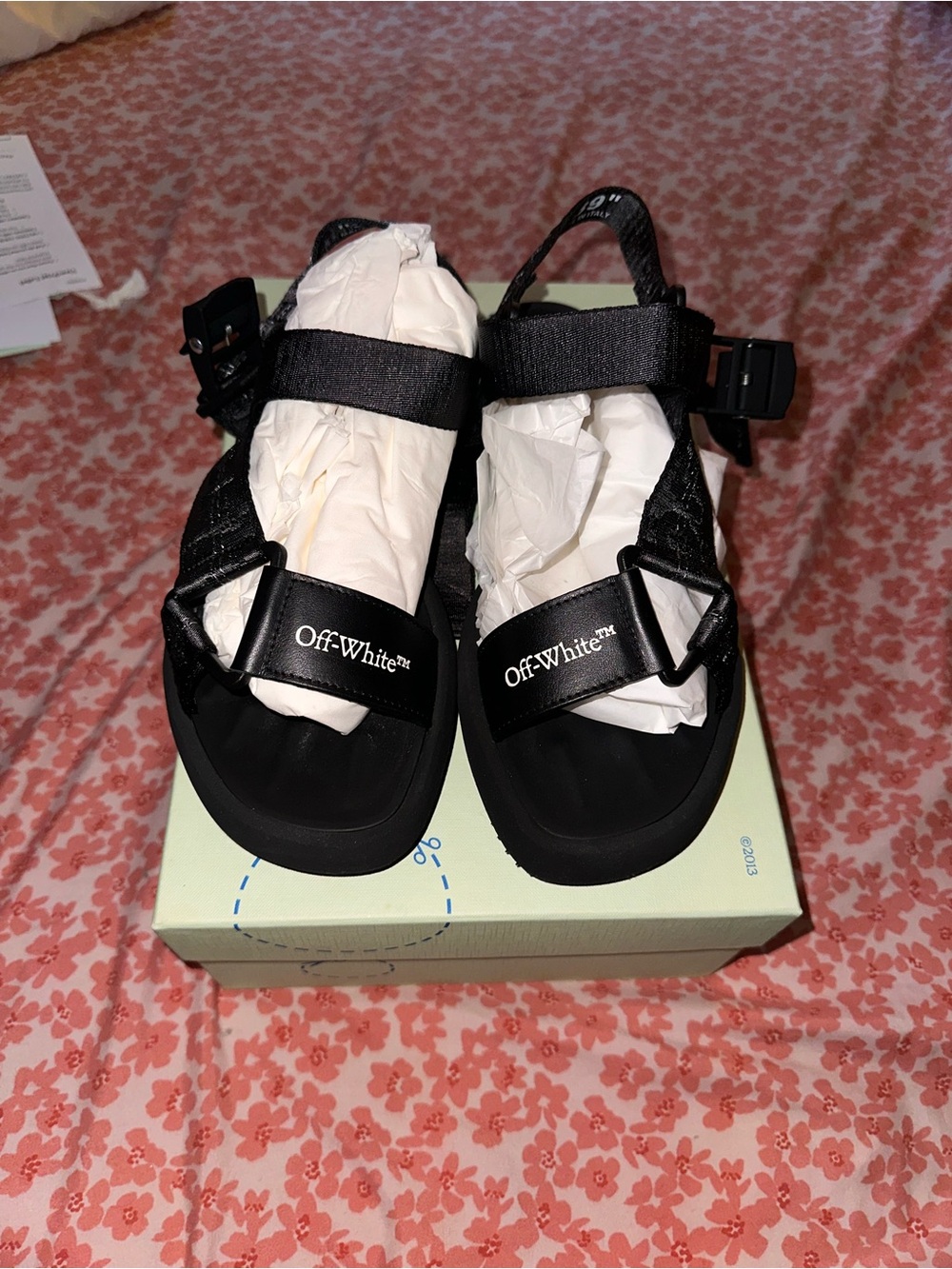 Off-White Black Logo Strap Women's Sandals with Adjustable Buckles